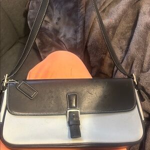 Coach Black and Light Blue Shoulder Bag with Buckle Detail
